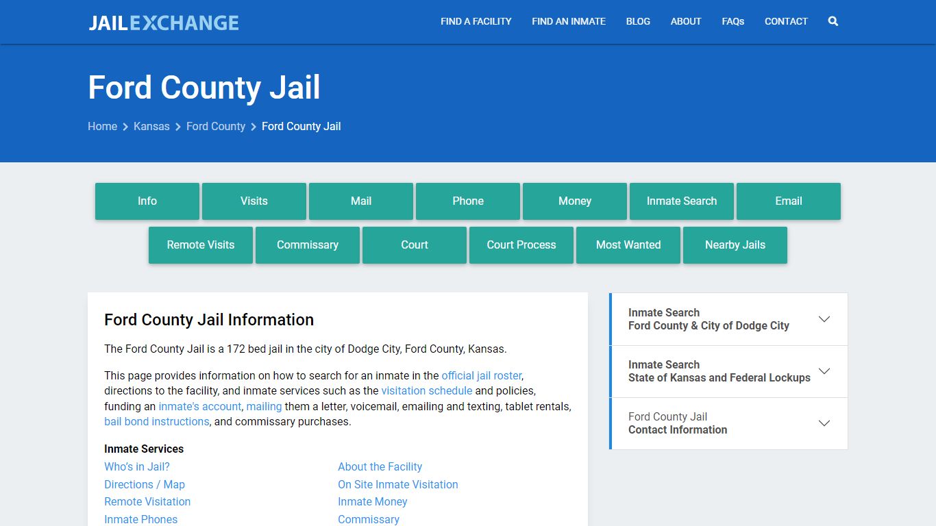 Ford County Jail, KS Inmate Search, Information - Jail Exchange